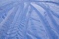 Snowscape with skid marks into the snow Royalty Free Stock Photo
