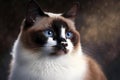 Snowshoe cat portrait. Generative ai design Royalty Free Stock Photo