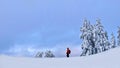 Snowshoe hiking in mountains in winter. Royalty Free Stock Photo