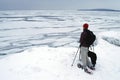 Snowshoeing along Ice Flows of Georgian Bay Royalty Free Stock Photo