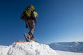 Snowshoeing in Carpathian mountains in wintertime