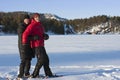 Snowshoeing in Killarney Provincial Park, Ontario Royalty Free Stock Photo