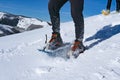 Snowshoeing scene in the italian alps Royalty Free Stock Photo