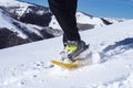 Snowshoeing scene in the italian alps Royalty Free Stock Photo