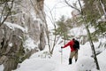 Snowshoeing on Silhouette Trail, Killarney Provincial Park Royalty Free Stock Photo