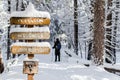 Snowshoeing on a winter trail