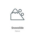 Snowslide outline vector icon. Thin line black snowslide icon, flat vector simple element illustration from editable nature