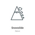 Snowslide outline vector icon. Thin line black snowslide icon, flat vector simple element illustration from editable nature