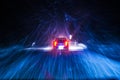 Snowstorm Car Night Drive Royalty Free Stock Photo