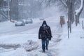 Snowstorm in Montreal during Covid-19 pandemic Royalty Free Stock Photo