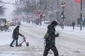 Snowstorm in Montreal during Covid-19 pandemic Royalty Free Stock Photo