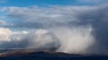 Snowstorm over hills