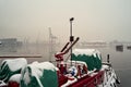 Snowstorm in the port. Royalty Free Stock Photo