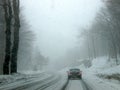 Snowstorm on a road Royalty Free Stock Photo