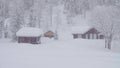 Snowstorm in skitouring lodge in Siberia