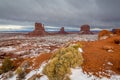 Snowstorm sweeps through Monument Valley Royalty Free Stock Photo