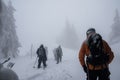 snowstorm, with whiteout conditions and high avalanche risk Royalty Free Stock Photo