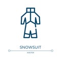 Snowsuit icon. Linear vector illustration from winter collection. Outline snowsuit icon vector. Thin line symbol for use on web