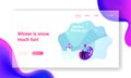 Snowtubing Outdoors Winter Activity Landing Page Template. Boy Sliding Off Snow Hill on Tubing at Park or Resort. Royalty Free Stock Photo