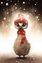 Snowy Adventures: A Cute Bird\'s Journey with a Red Hat, Scarf, a