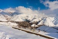 Snowy Alborz mountain nearby Lavasan city