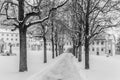 A snowy alley in Stams Austria Royalty Free Stock Photo