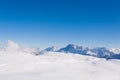 Snowy alpine landscape. Italian alps winter panorama