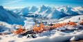 Snowy Alpine mountains, beautiful winter landscape, panorama - AI generated image Royalty Free Stock Photo