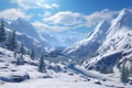 Snowy American Mountain Landscape, Generative AI