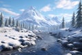 Snowy American Mountain Landscape, Generative AI