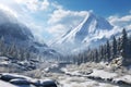 Snowy American Mountain Landscape, Generative AI