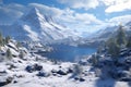 Snowy American Mountain Landscape, Generative AI