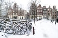 Snowy Amsterdam in Netherlands Royalty Free Stock Photo
