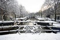 Snowy Amsterdam Netherlands in winter Royalty Free Stock Photo