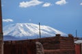 The snowy Andes mountains seen from the village of Villa Alota, Bolivia