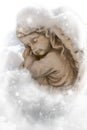Snowy angel in winter on a grave Royalty Free Stock Photo