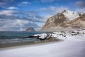 Snowy beach on Lofoten