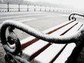Snowy bench detail Royalty Free Stock Photo