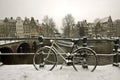 Snowy bike in Amsterdam the Netherlands Royalty Free Stock Photo