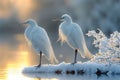 Snowy birding outing Nature enthusiasts appreciating winter wildlife in action