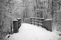 Snowy bridge in the Reedcorner - black and white winter image Royalty Free Stock Photo