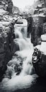 Frozen Waterfall: A Breathtaking Black And White Aerial Photography