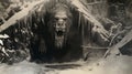 Snowy Cabin: A Hyper-detailed Rendering Of A Mysterious Werebear