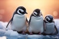 Snowy camaraderie penguins display unity with black and white elegance