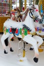 Snowy carousel Horses in winter park, Gomel, Belarus