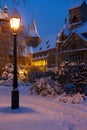 Snowy castle in magic hour