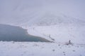 Snowy Chandratal or Lake of the moon in Himalayas of Spiti Valley Himachal Pradesh