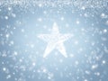 Snowy Christmas background with snow star and snowflakes in winter