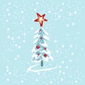 Snowy Christmas tree clip art Royalty Free Stock Photo