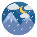 Snowy clouds in the mountains, icon